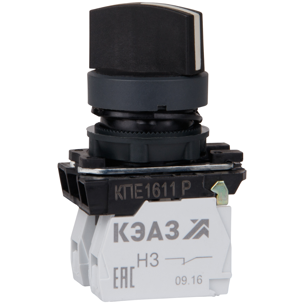 Переключатель КПЕ1611Р-черный-1но+1нз-ручка-фикс-2поз-IP65-КЭАЗ, 14 шт