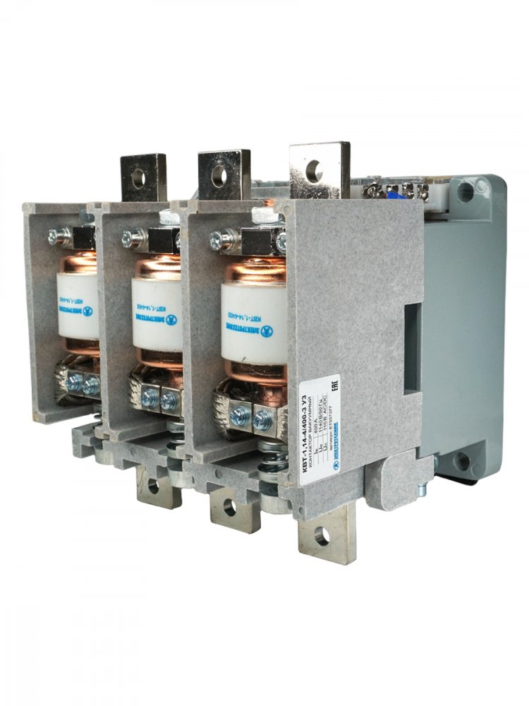 КВТ-1,14-4/400-3 У3, трёхполюсный, 400А, 110В AC/DC, 4з+3р, нереверсивный, без реле, IP00, контактор вакуумный  (ЭТ)
