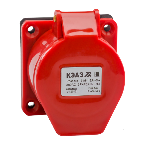 Розетка фланцевая 314-16А-6h-380AC-3P+PE-IP44, 5 шт